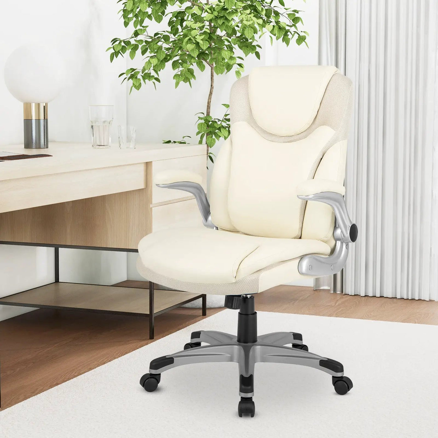 Ergonomic Office PU Leather Executive Chair with Flip-up Armrests and Rocking Function by DirectDeals