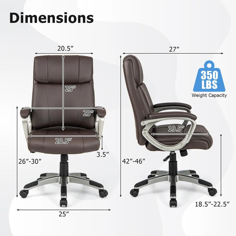 Swivel Ergonomic Office Chair Computer Desk Chair with Wheels-Brown by DirectDeals