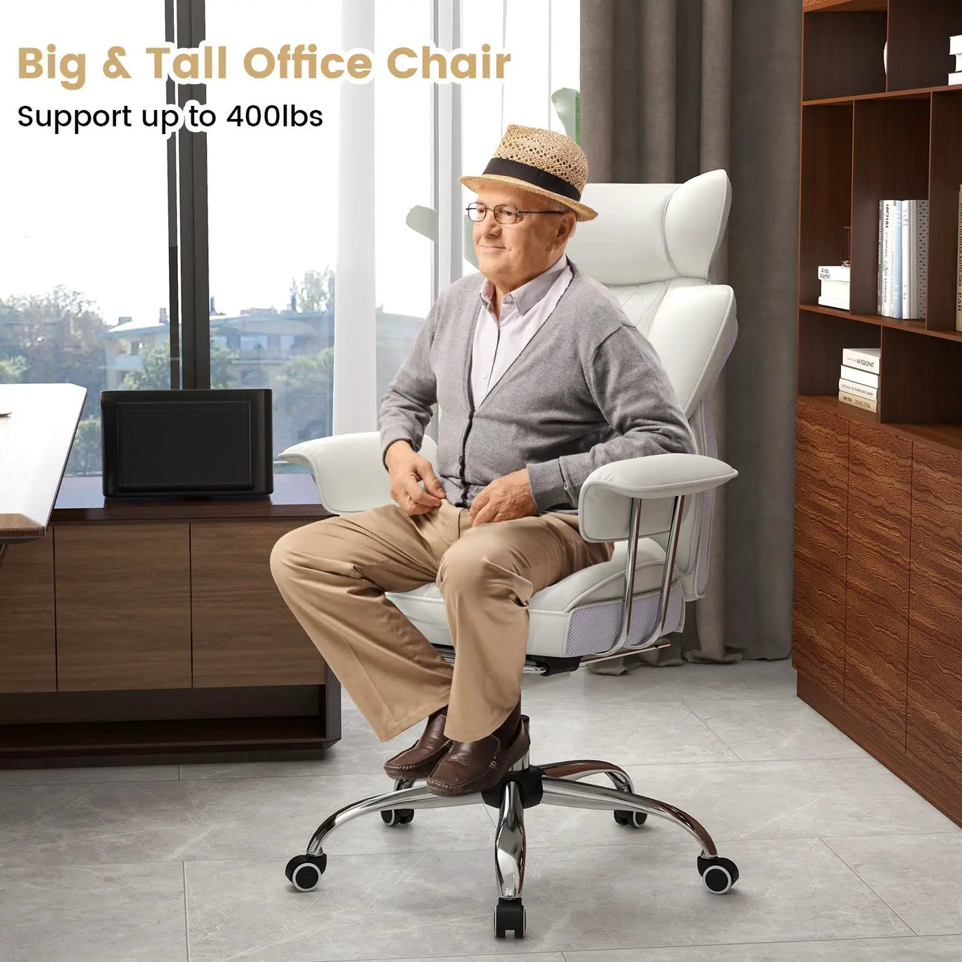 Big and Tall Executive Office Desk Chair with Footrest by DirectDeals
