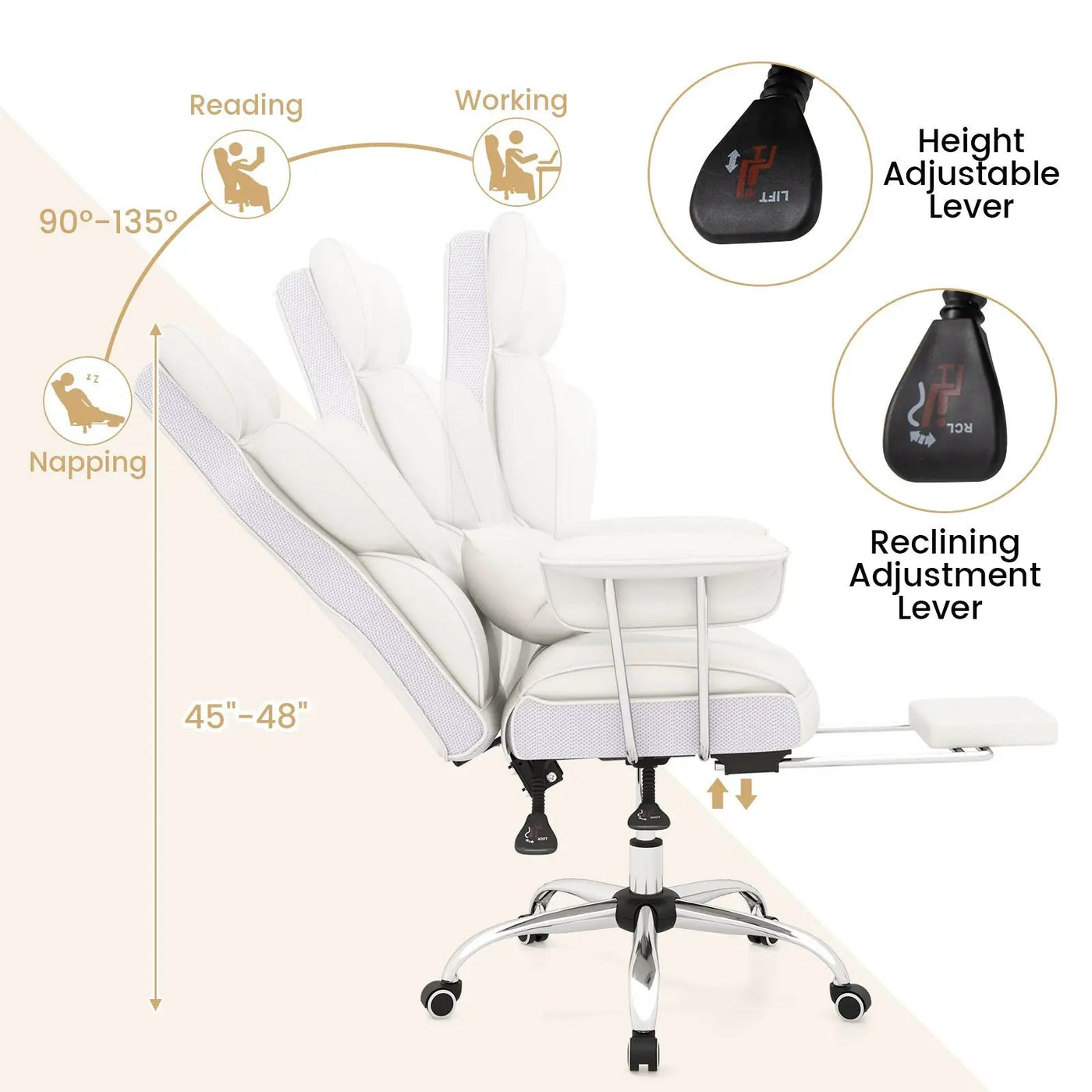 Big and Tall Executive Office Desk Chair with Footrest by DirectDeals