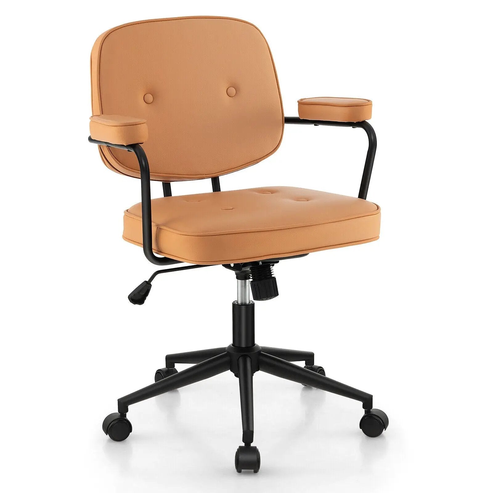 PU Leather Office Chair with Rocking Backrest and Ergonomic Armrest-Orange by DirectDeals