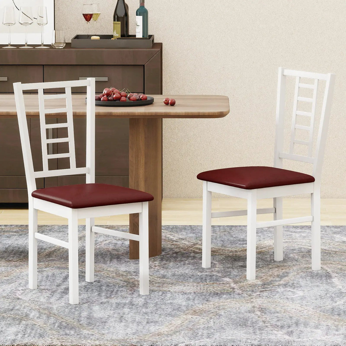 PU Leather Upholstered Wood Dining Chairs Set of 2 by DirectDeals