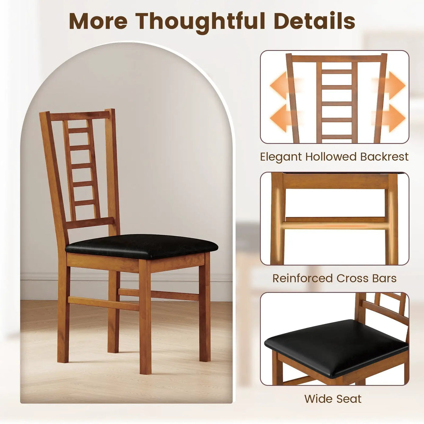 PU Leather Upholstered Wood Dining Chairs Set of 2 by DirectDeals