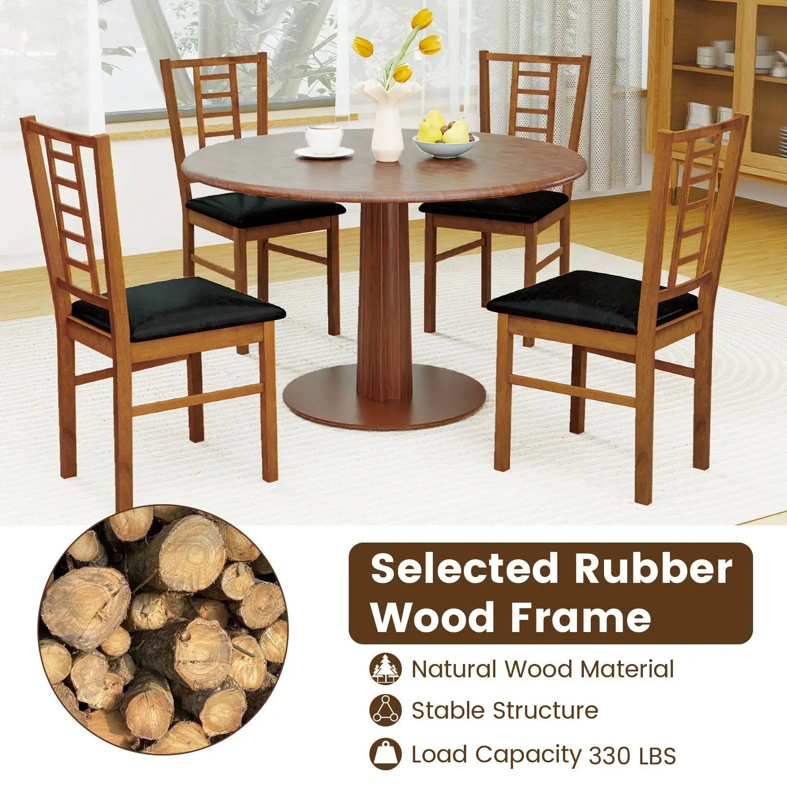 PU Leather Upholstered Wood Dining Chairs Set of 2 by DirectDeals