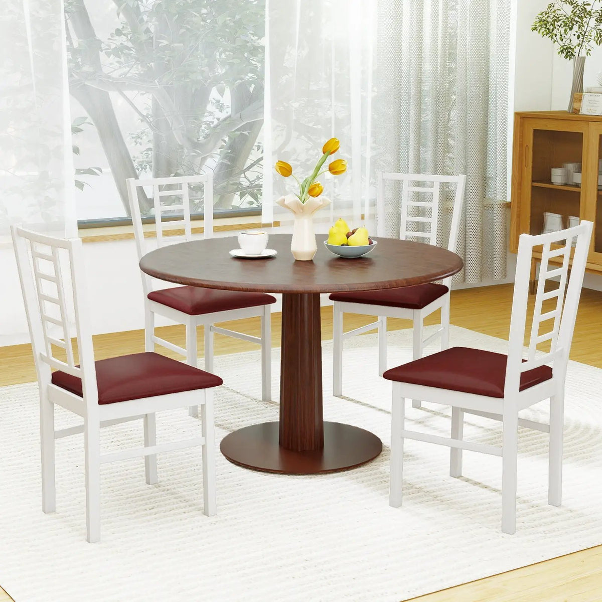 PU Leather Upholstered Wood Dining Chairs Set of 4 by DirectDeals