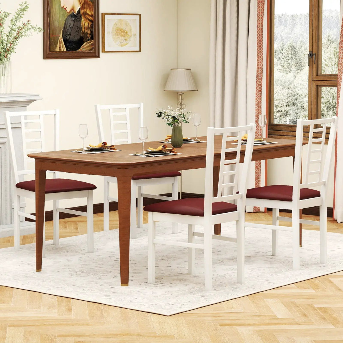 PU Leather Upholstered Wood Dining Chairs Set of 4 by DirectDeals