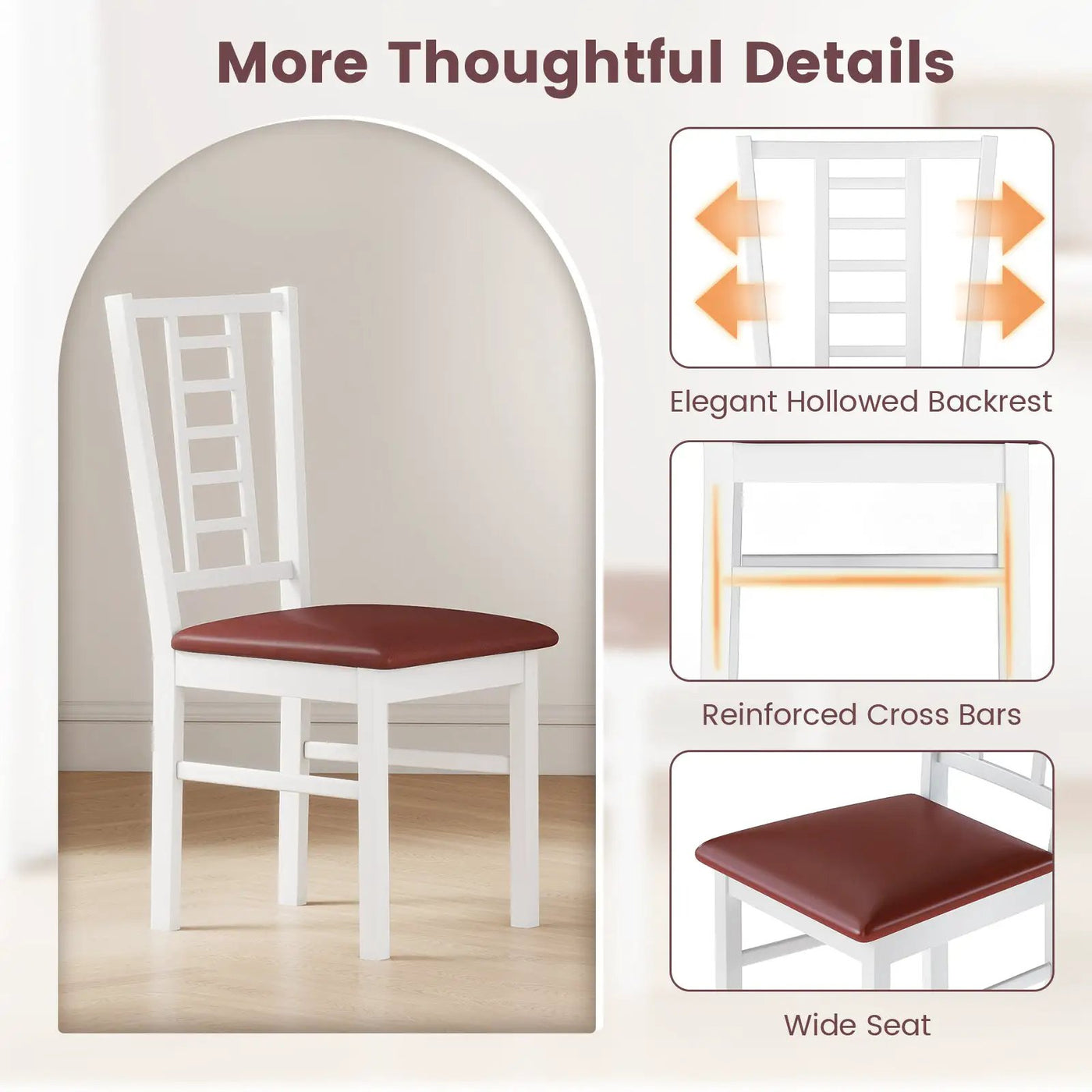 PU Leather Upholstered Wood Dining Chairs Set of 4 by DirectDeals