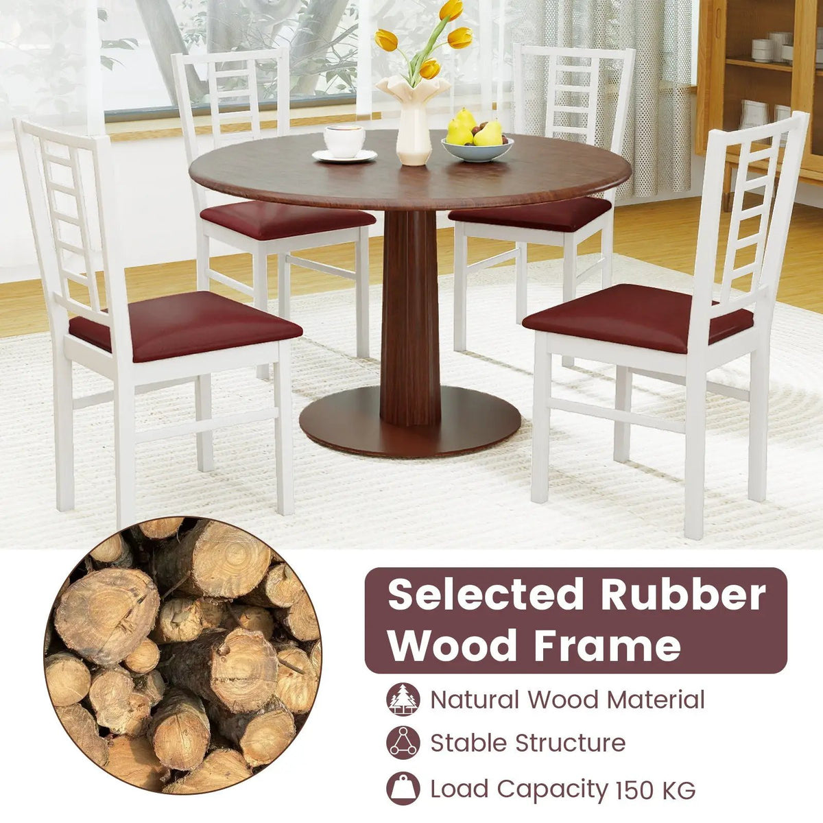 PU Leather Upholstered Wood Dining Chairs Set of 4 by DirectDeals