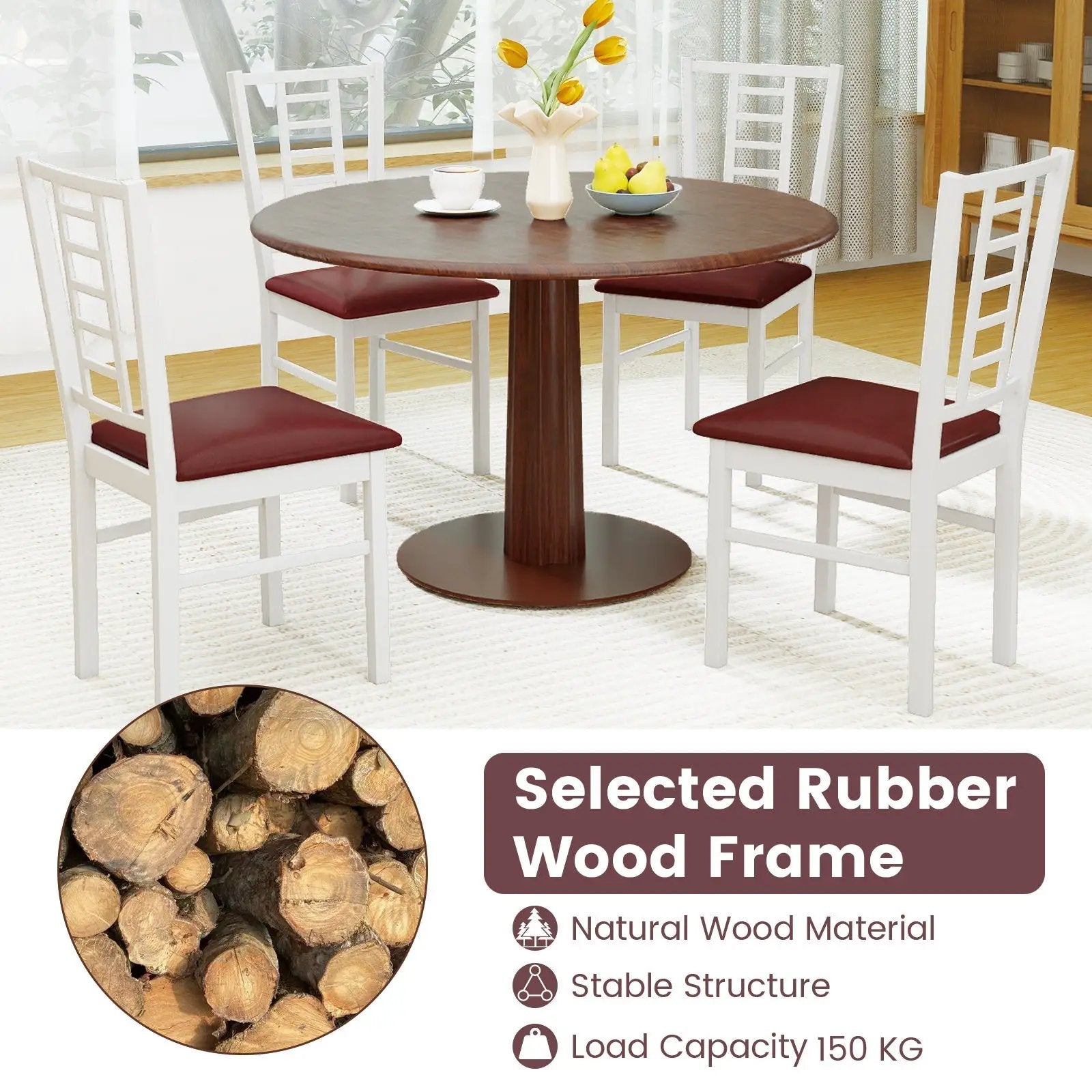 PU Leather Upholstered Wood Dining Chairs Set of 4 by DirectDeals