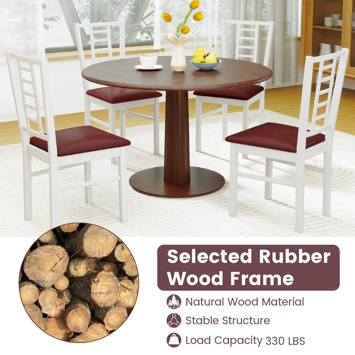 PU Leather Upholstered Wood Dining Chairs Set of 4 by DirectDeals