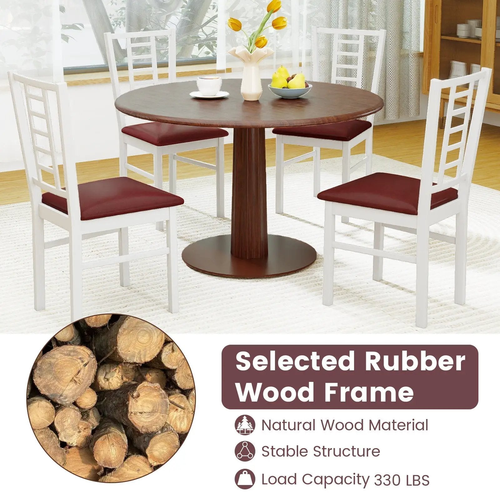 PU Leather Upholstered Wood Dining Chairs Set of 4 by DirectDeals