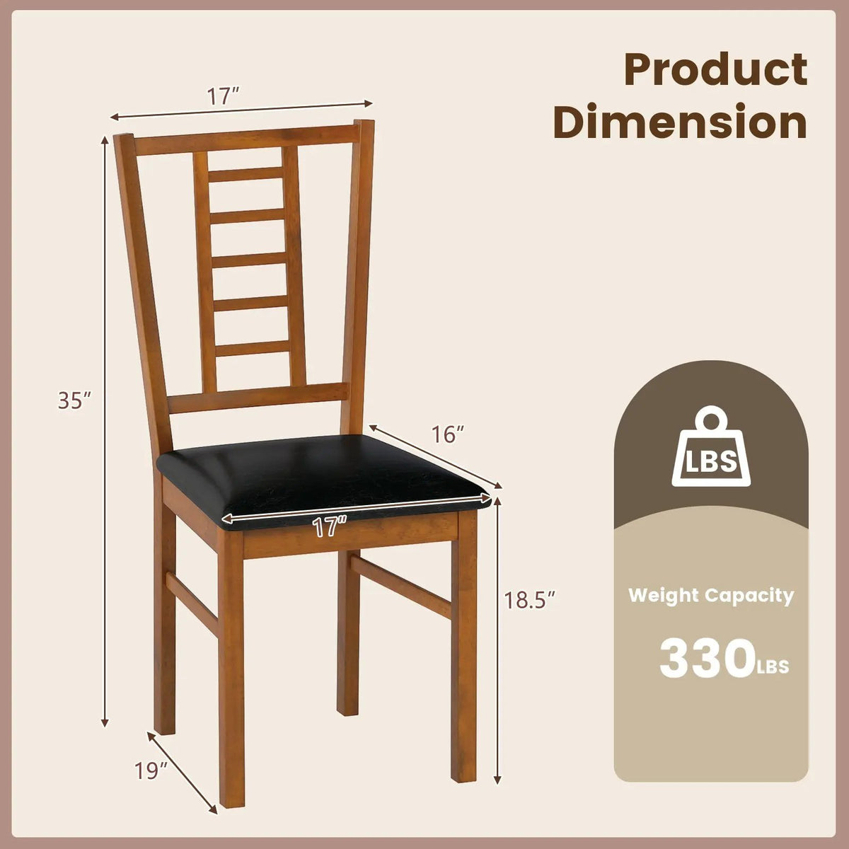 PU Leather Upholstered Wood Dining Chairs Set of 4 by DirectDeals