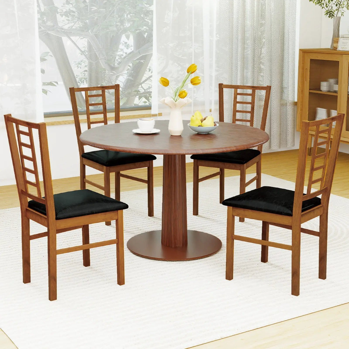PU Leather Upholstered Wood Dining Chairs Set of 4 by DirectDeals