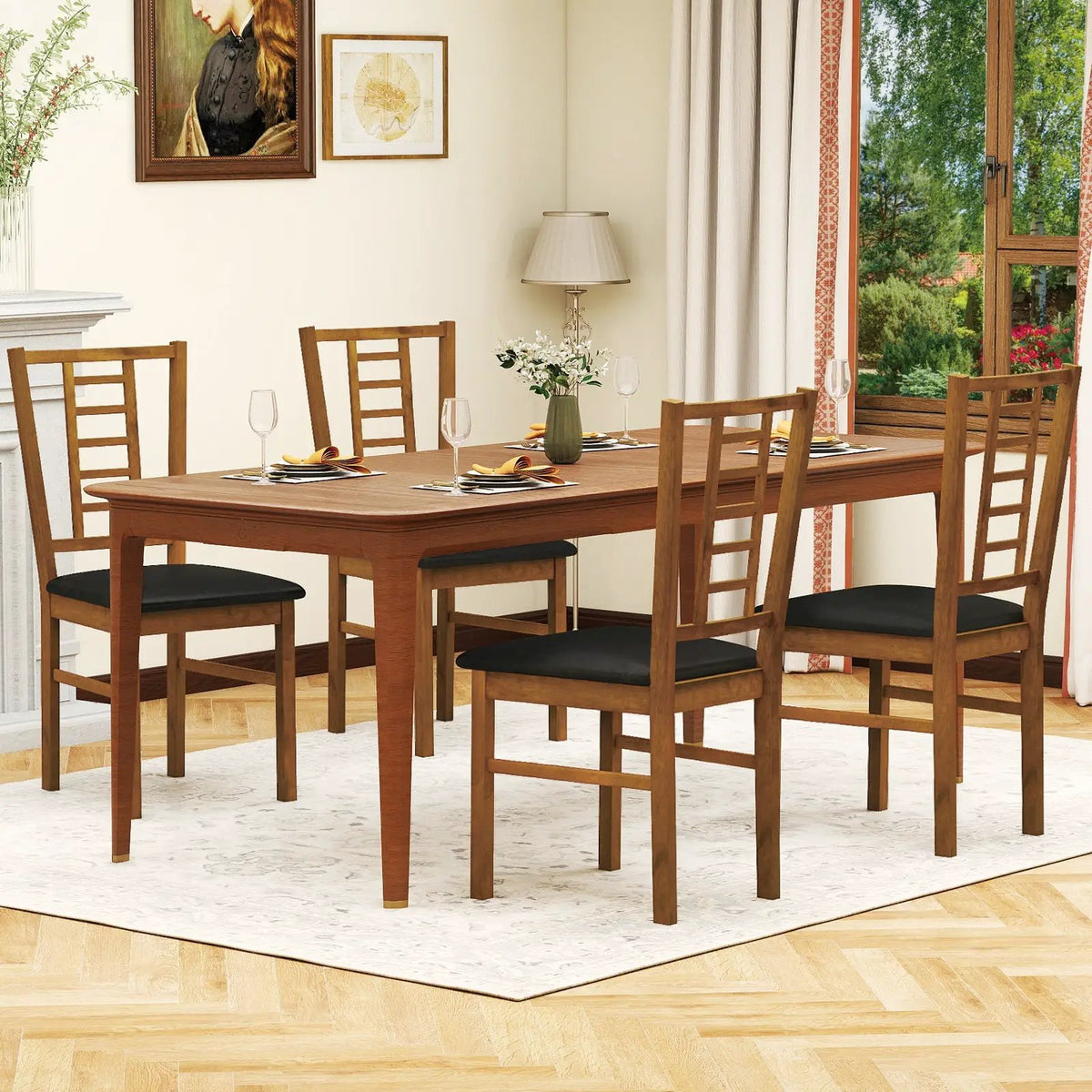 PU Leather Upholstered Wood Dining Chairs Set of 4 by DirectDeals
