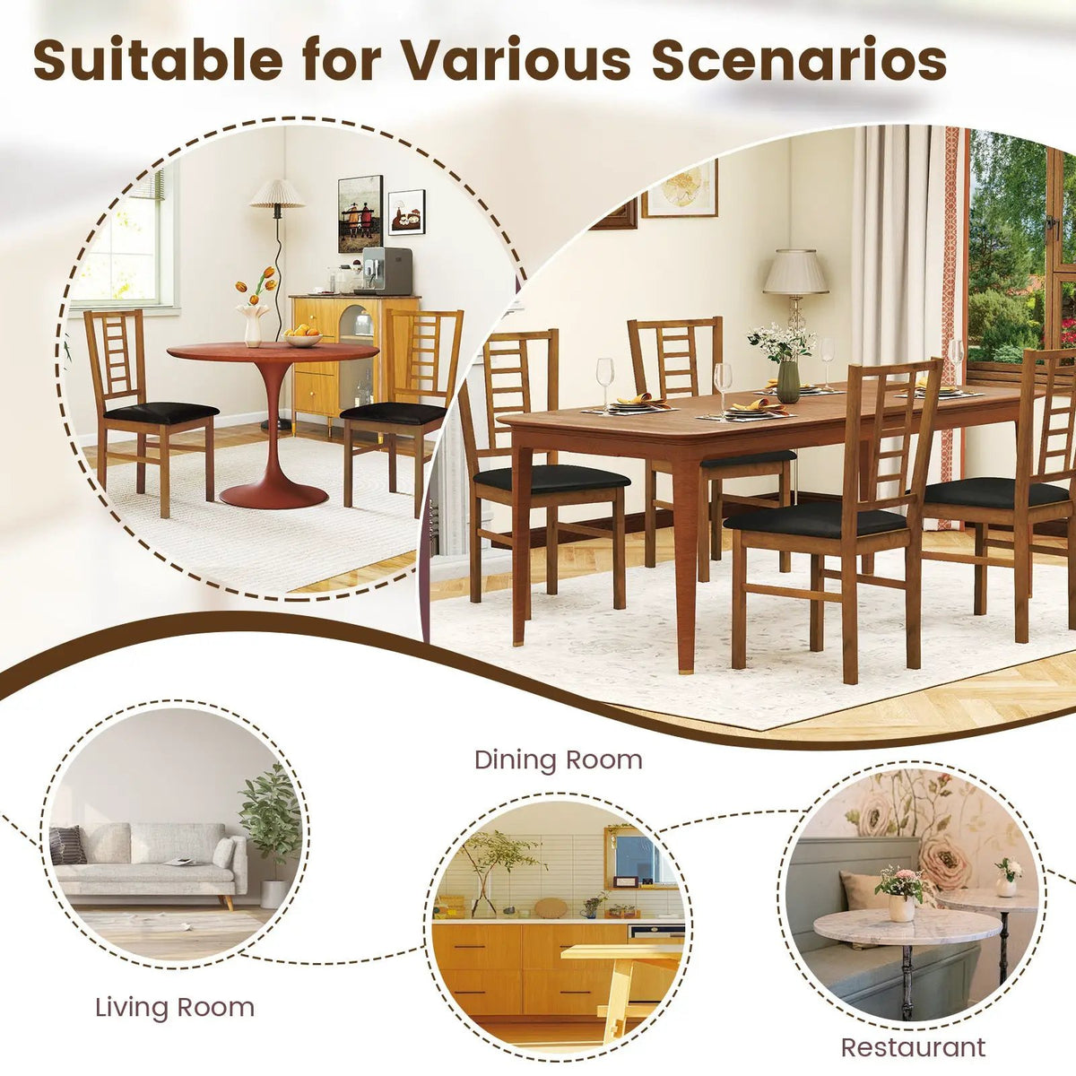 PU Leather Upholstered Wood Dining Chairs Set of 4 by DirectDeals