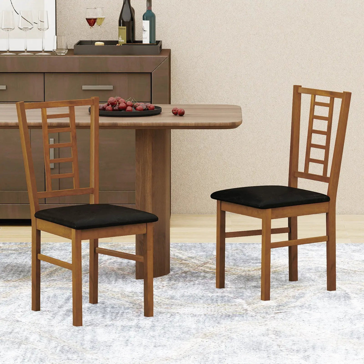 PU Leather Upholstered Wood Dining Chairs Set of 2 by DirectDeals
