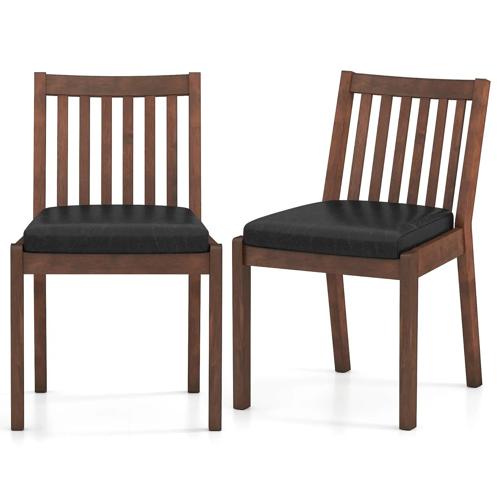 PU Leather Upholstered Dining Chair with Padded Seat Set of 2-Espresso by DirectDeals