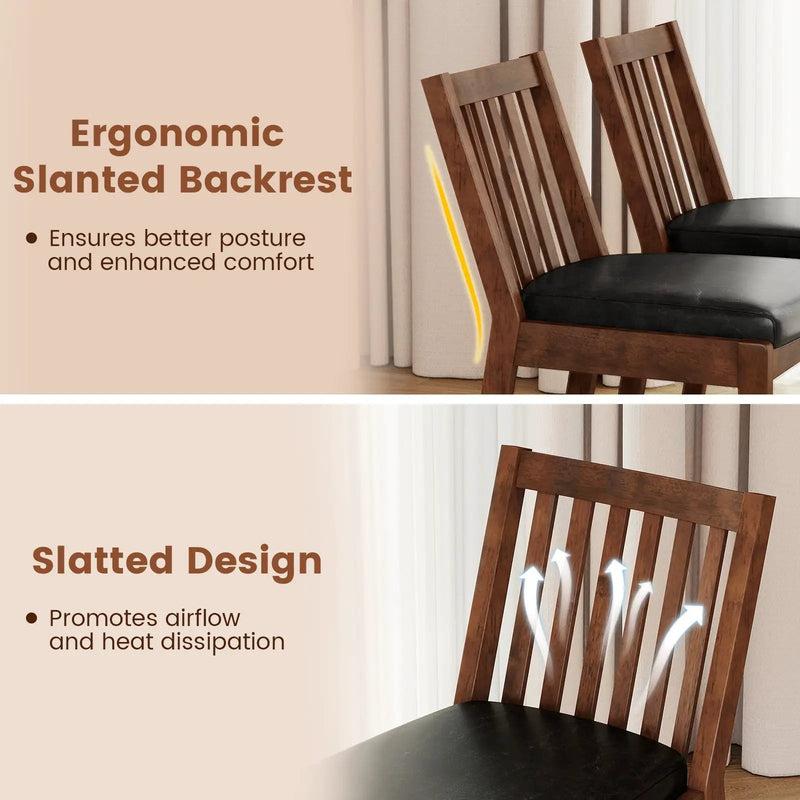 PU Leather Upholstered Dining Chair with Padded Seat Set of 2-Espresso by DirectDeals