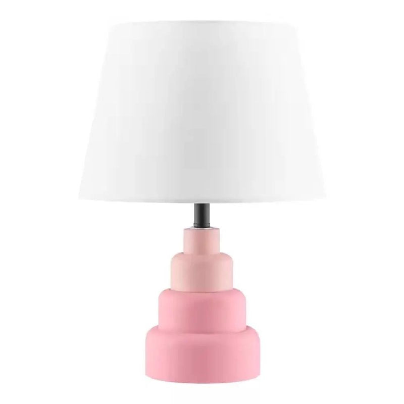 Small Pink Desk Light Table Lamp with White Fabric Shade for Bedside Nightstand by HomePacific