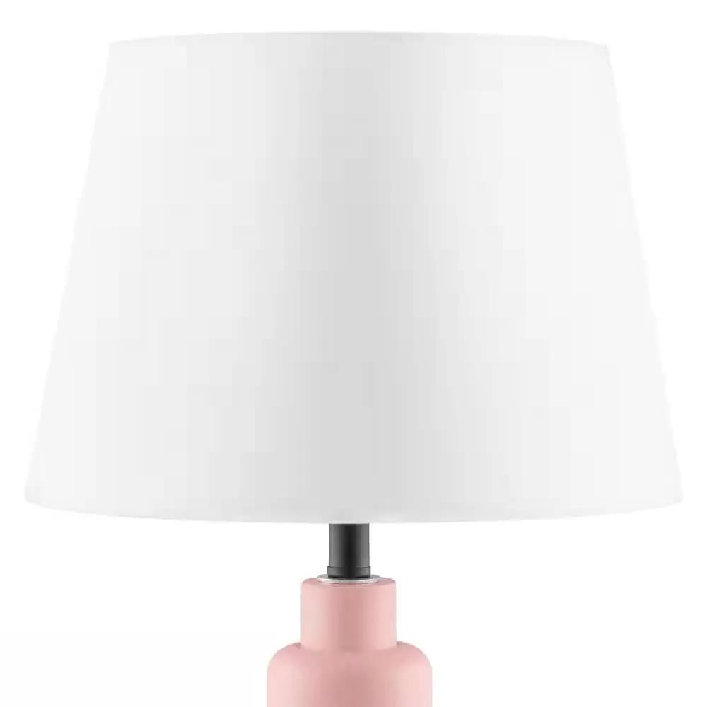 Small Pink Desk Light Table Lamp with White Fabric Shade for Bedside Nightstand by HomePacific
