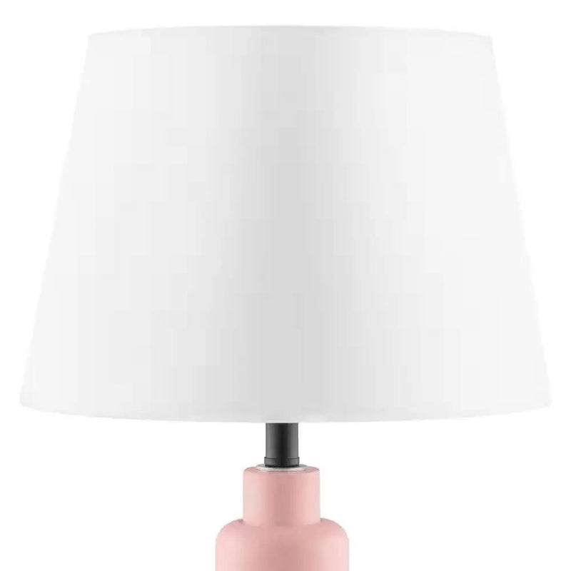 Small Pink Desk Light Table Lamp with White Fabric Shade for Bedside Nightstand by HomePacific