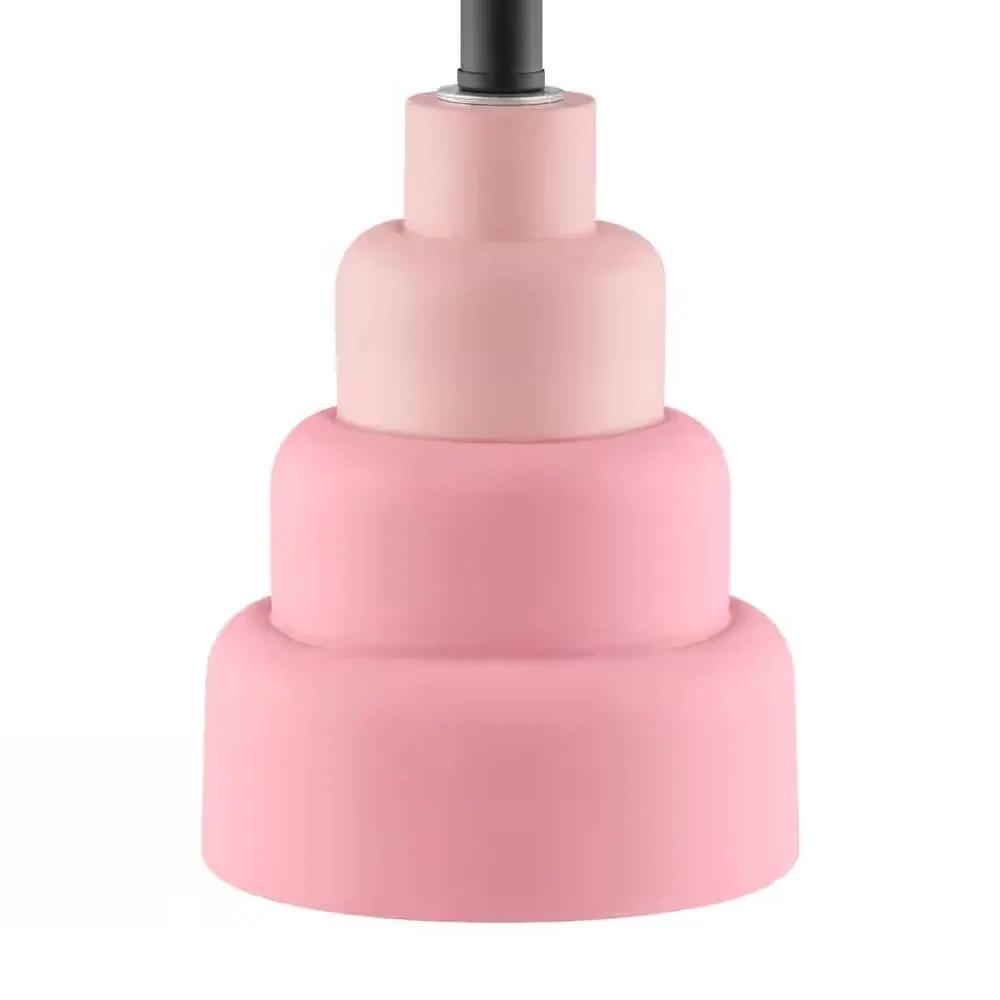 Small Pink Desk Light Table Lamp with White Fabric Shade for Bedside Nightstand by HomePacific