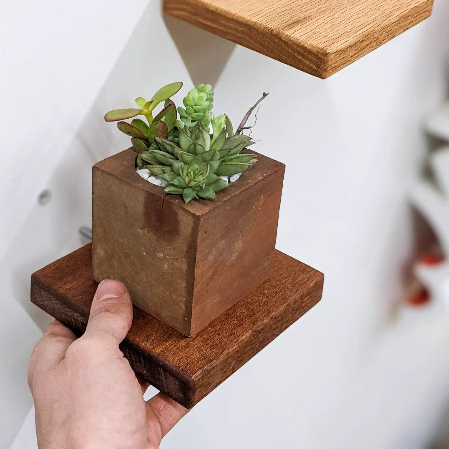 Small Square Display Shelf in Mahogany by NookWoodworking