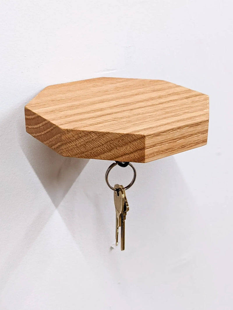 Octagon Shelf with Key Hook in Oak by NookWoodworking
