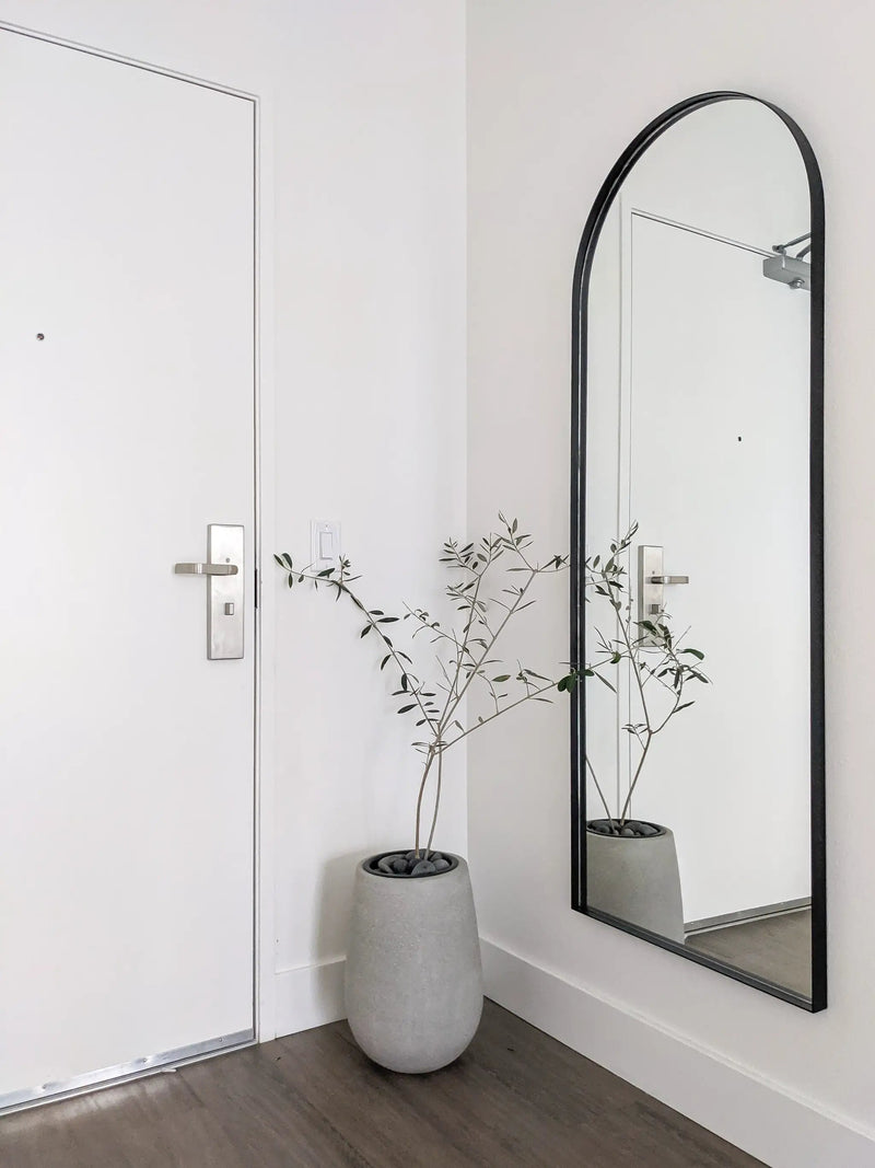 Zeek 64"x24" Black Metal Arched Wall Mirror, Thin Edge Full Length, Deep Set Mirror MB6424 by ZEEK