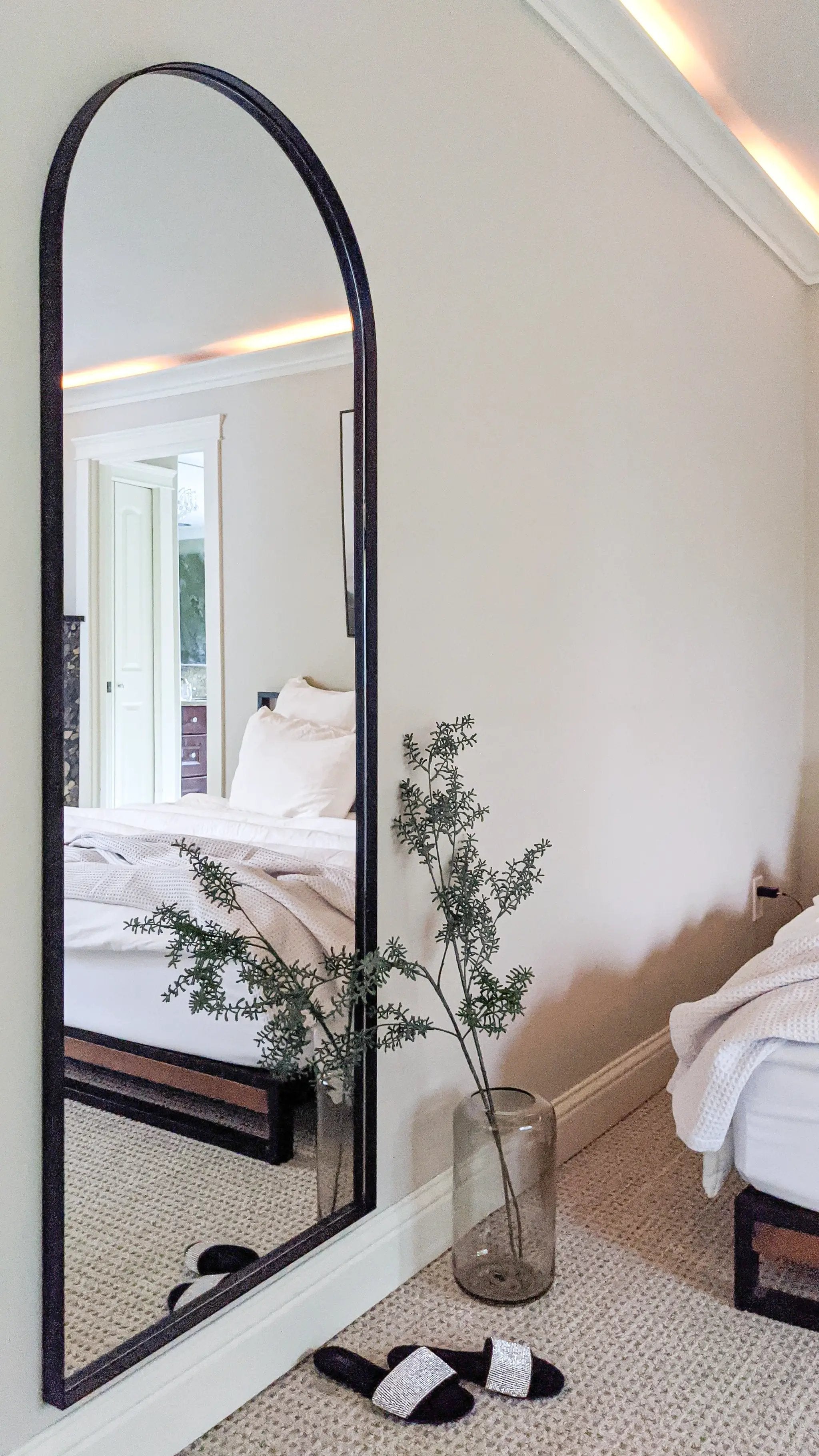 Zeek 64"x24" Black Metal Arched Wall Mirror, Thin Edge Full Length, Deep Set Mirror MB6424 by ZEEK