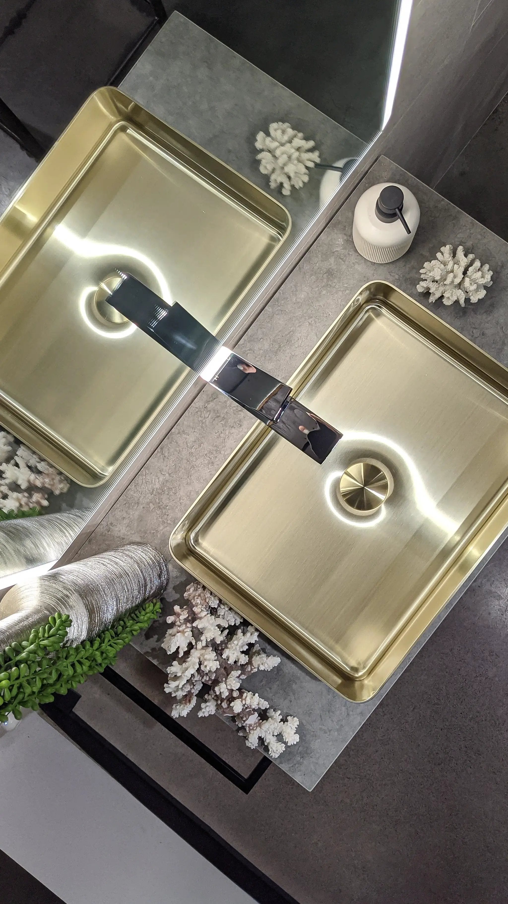 Zeek 18”x13” Gold Rectangular Vessel Bathroom Sink Stainless Steel PVD Nano Tech Coating ZN-G183 by ZEEK