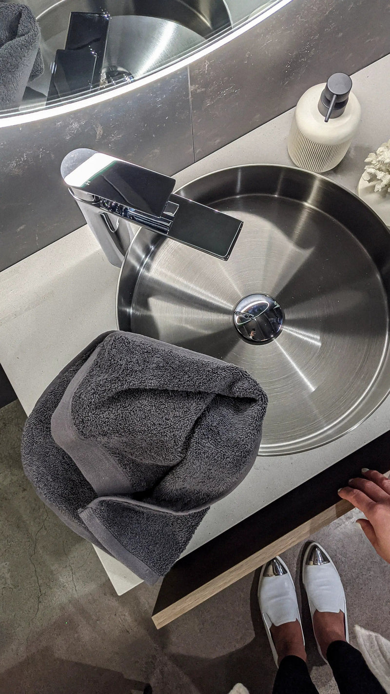 Zeek 14” Gunmetal Black Round Vessel Bathroom Sink Stainless Steel PVD Nano Tech Coating ZN-B144 by ZEEK