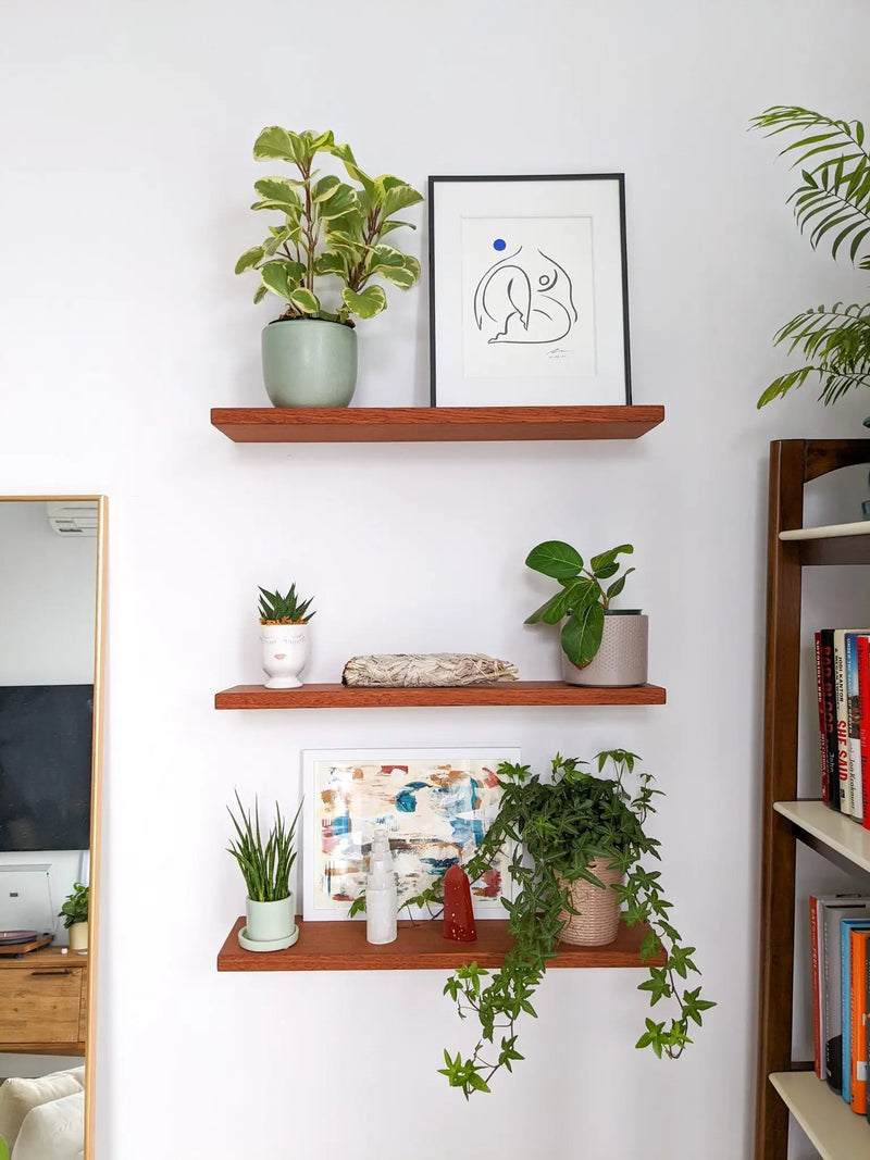 Thin Mahogany Floating Shelf in 6" to 36" lengths by NookWoodworking