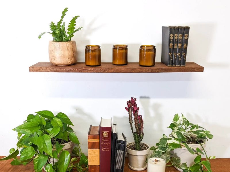 Thin Mahogany Floating Shelf in 6" to 36" lengths by NookWoodworking
