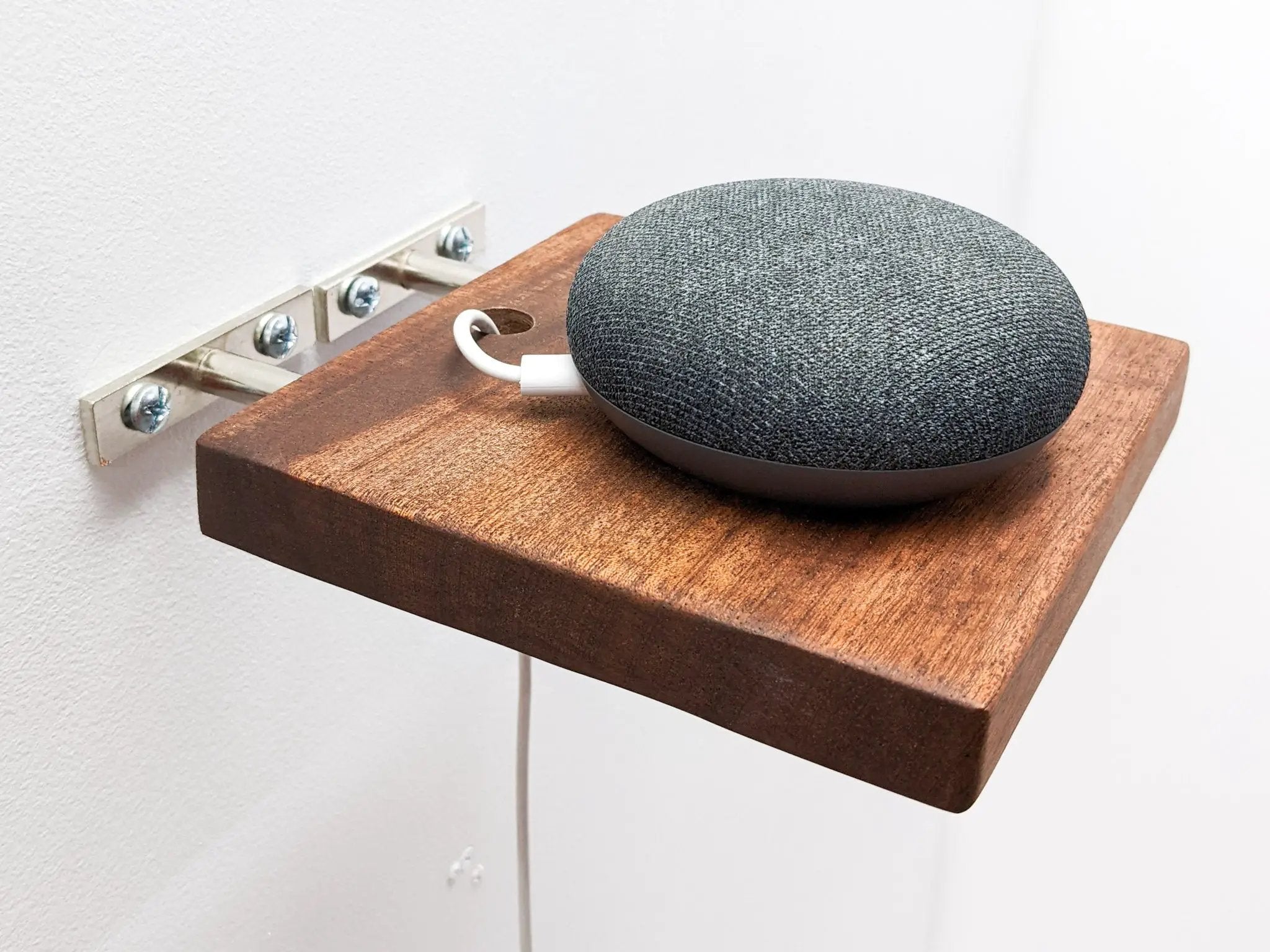 Oak Floating Shelf with Cord Hole by NookWoodworking