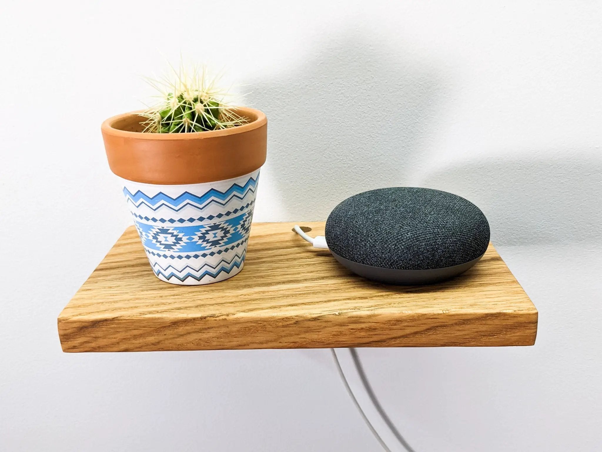 Mahogany Floating Shelf with Cord Hole by NookWoodworking