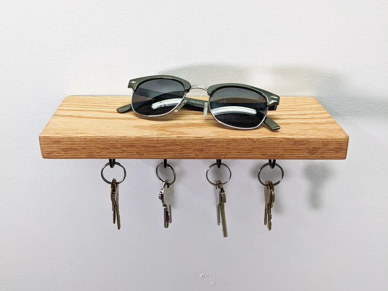 Key Hook Shelf in Oak by NookWoodworking