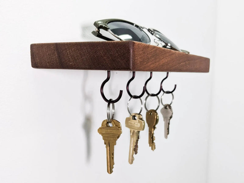 Key Hook Shelf in Oak by NookWoodworking