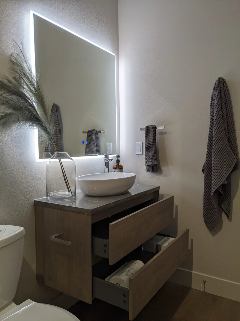 Zeek 36"x36" Backlit LED Square Bathroom Wall Mirror MA3636 by ZEEK