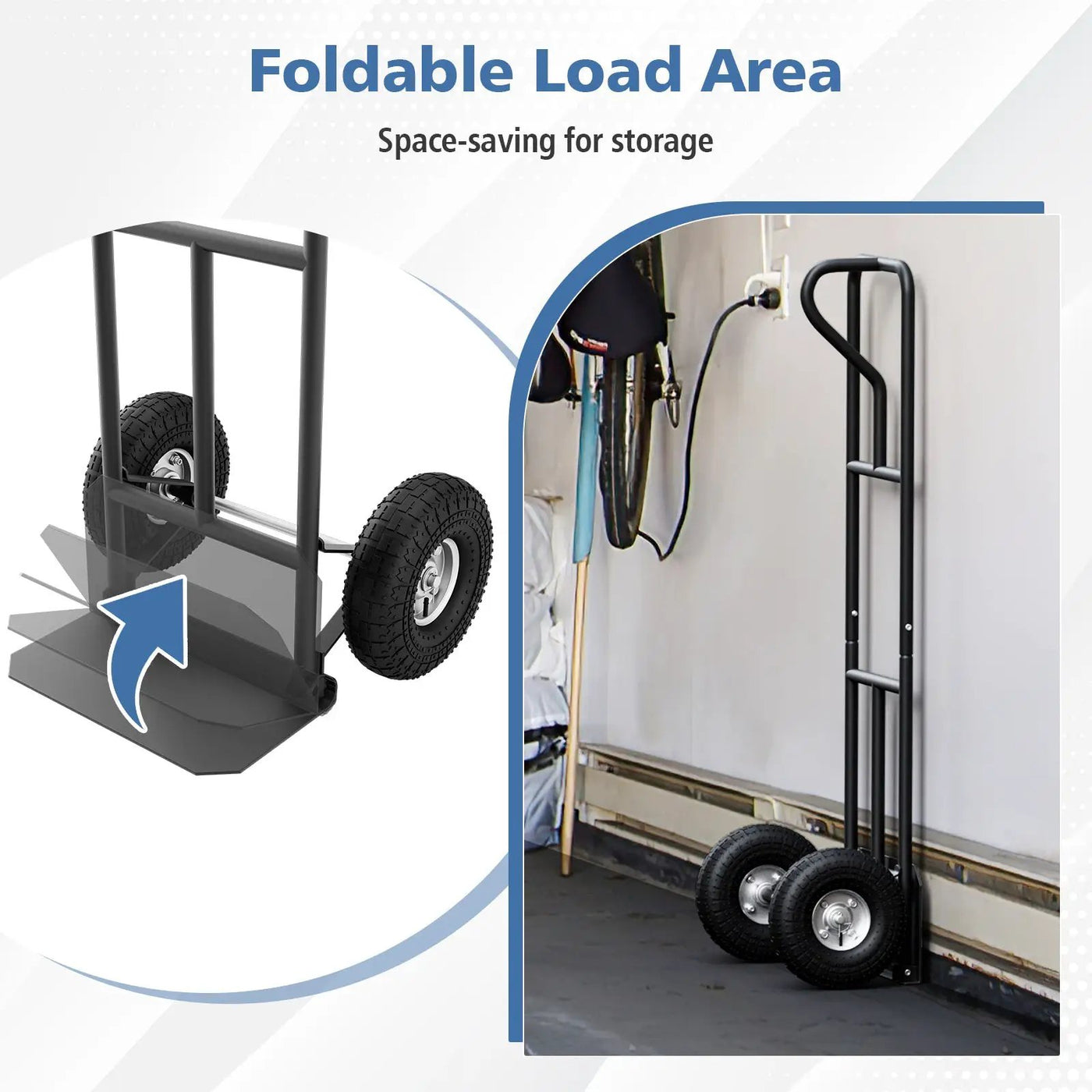 P-Handle Hand Truck with Foldable Load Plate for Warehouse Garage by DirectDeals