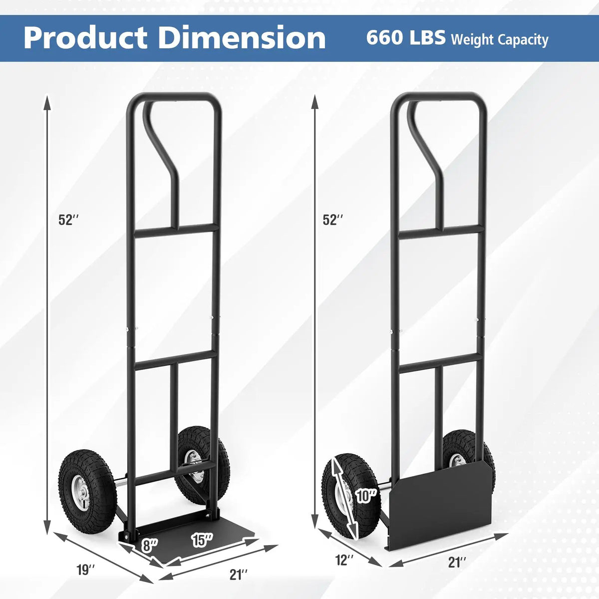P-Handle Hand Truck with Foldable Load Plate for Warehouse Garage by DirectDeals