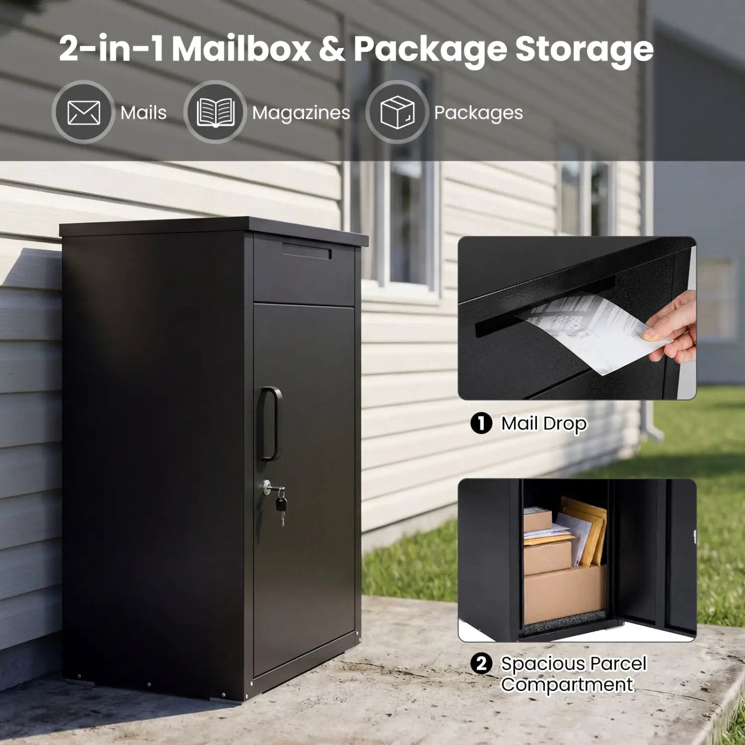 Package Delivery Box with Anti-Theft Board and Lockable Door by DirectDeals