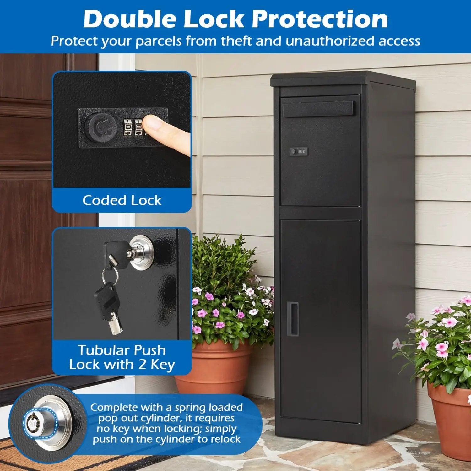 Package Delivery Box for Outside with Lockable Doors Coded Lock by DirectDeals