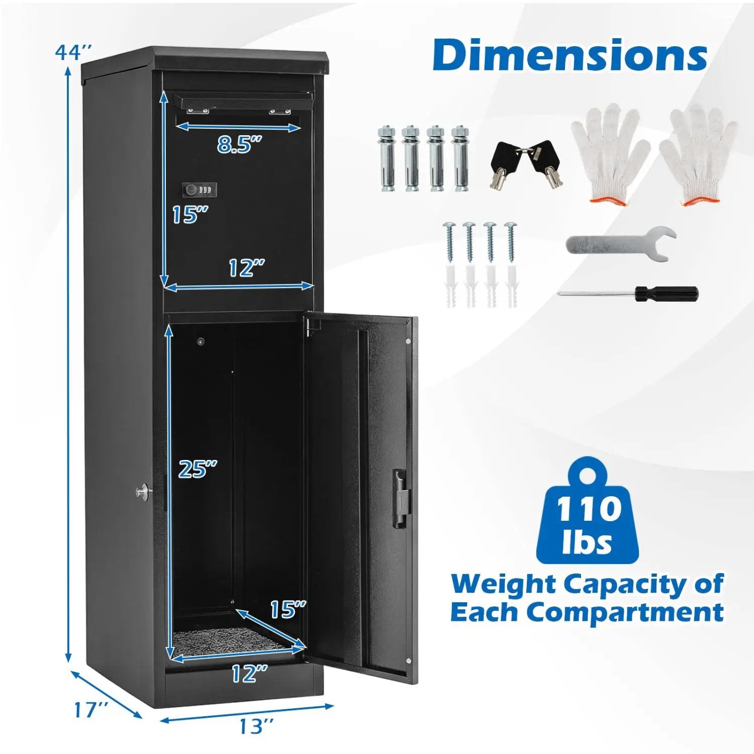 Package Delivery Box for Outside with Lockable Doors Coded Lock by DirectDeals