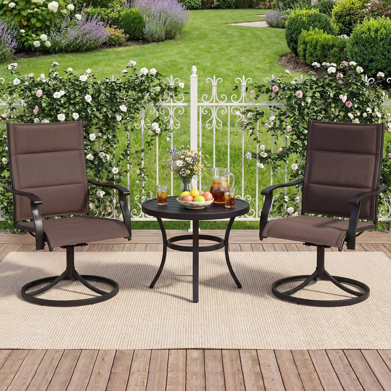 Padded Patio Swivel Chairs Set of 2 Ergonomic Outdoor Dining Chairs with Breathable Fabric by DirectDeals