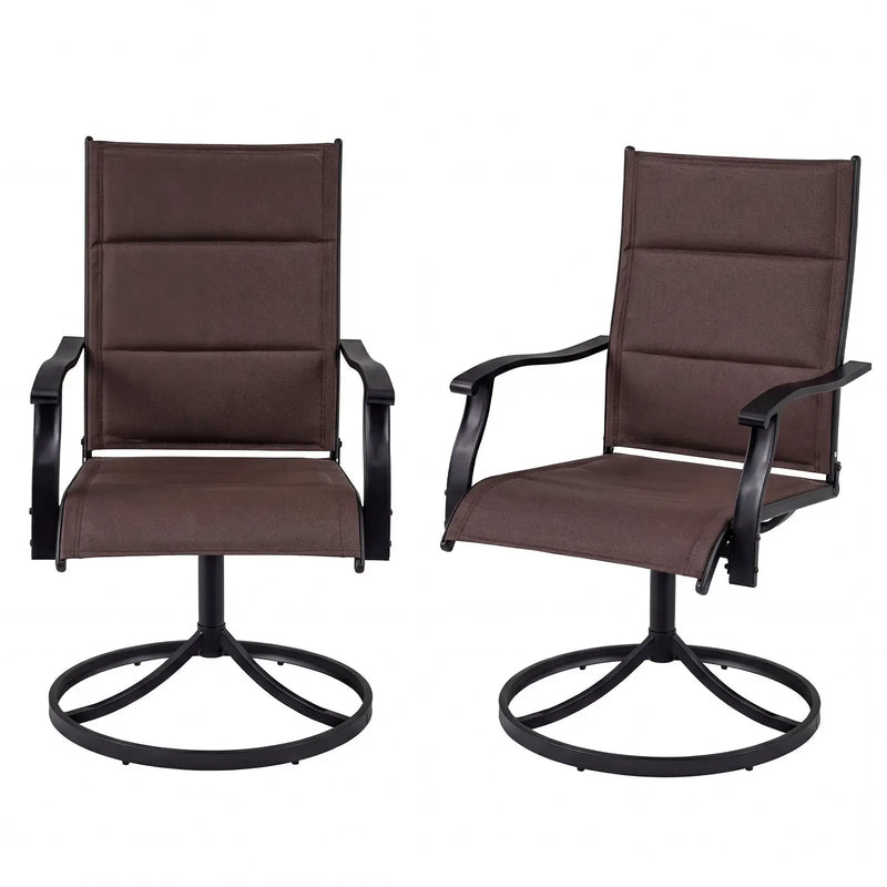 Padded Patio Swivel Chairs Set of 2 Ergonomic Outdoor Dining Chairs with Breathable Fabric by DirectDeals