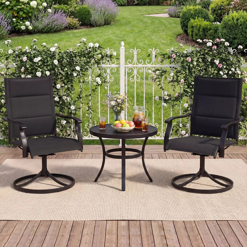 Padded Patio Swivel Chairs Set of 2 Ergonomic Outdoor Dining Chairs with Breathable Fabric by DirectDeals