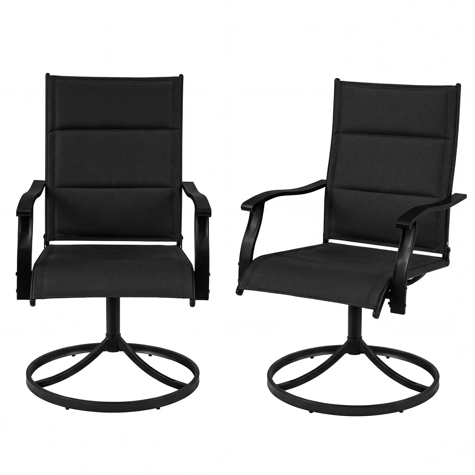 Padded Patio Swivel Chairs Set of 2 Ergonomic Outdoor Dining Chairs with Breathable Fabric by DirectDeals