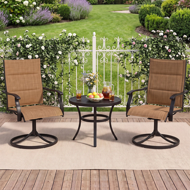 Swivel Patio Dining Chairs Set of 2 with Padded Seats by DirectDeals