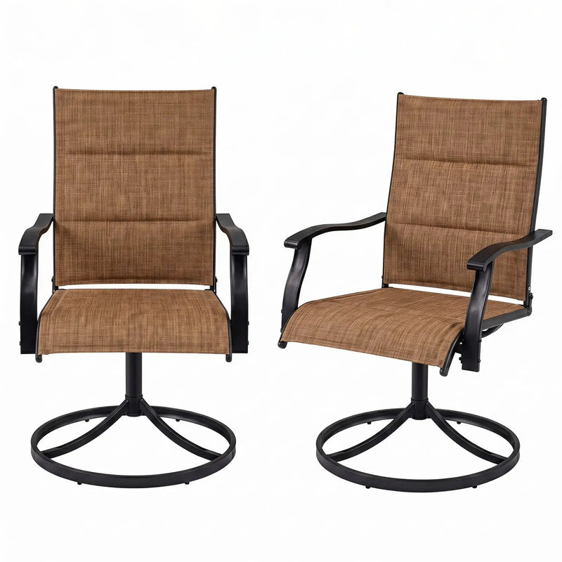 Swivel Patio Dining Chairs Set of 2 with Padded Seats by DirectDeals